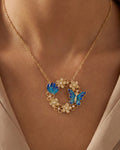Enchanted Butterfly Garden Wreath Necklace – 925 Sterling Silver