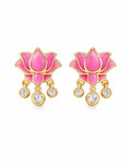 Graceful Lotus Blossom Enamel Studs – 925 Sterling Silver