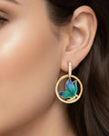 Emerald Glaze Butterfly Halo Earrings – 925 Sterling Silver