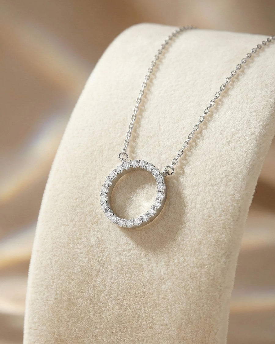 Ethereal Halo Circle Necklace – 925 Sterling Silver