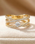 Eternal Brilliance Cross-Path Solitaire Ring – 925 Sterling Silver