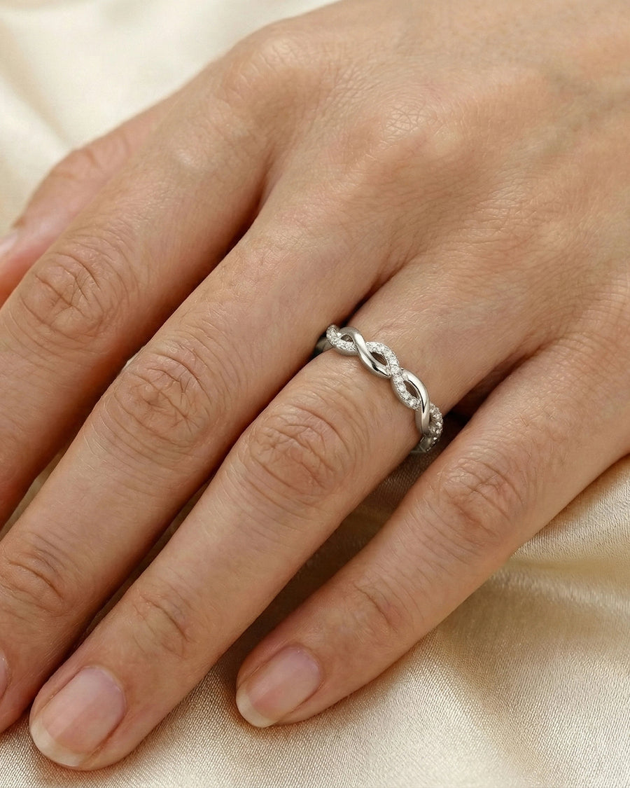 Infinity Weaver Pavé Band – 925 Sterling Silver