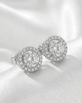 Brilliant Halo Solitaire Stud Earrings – 925 Sterling Silver