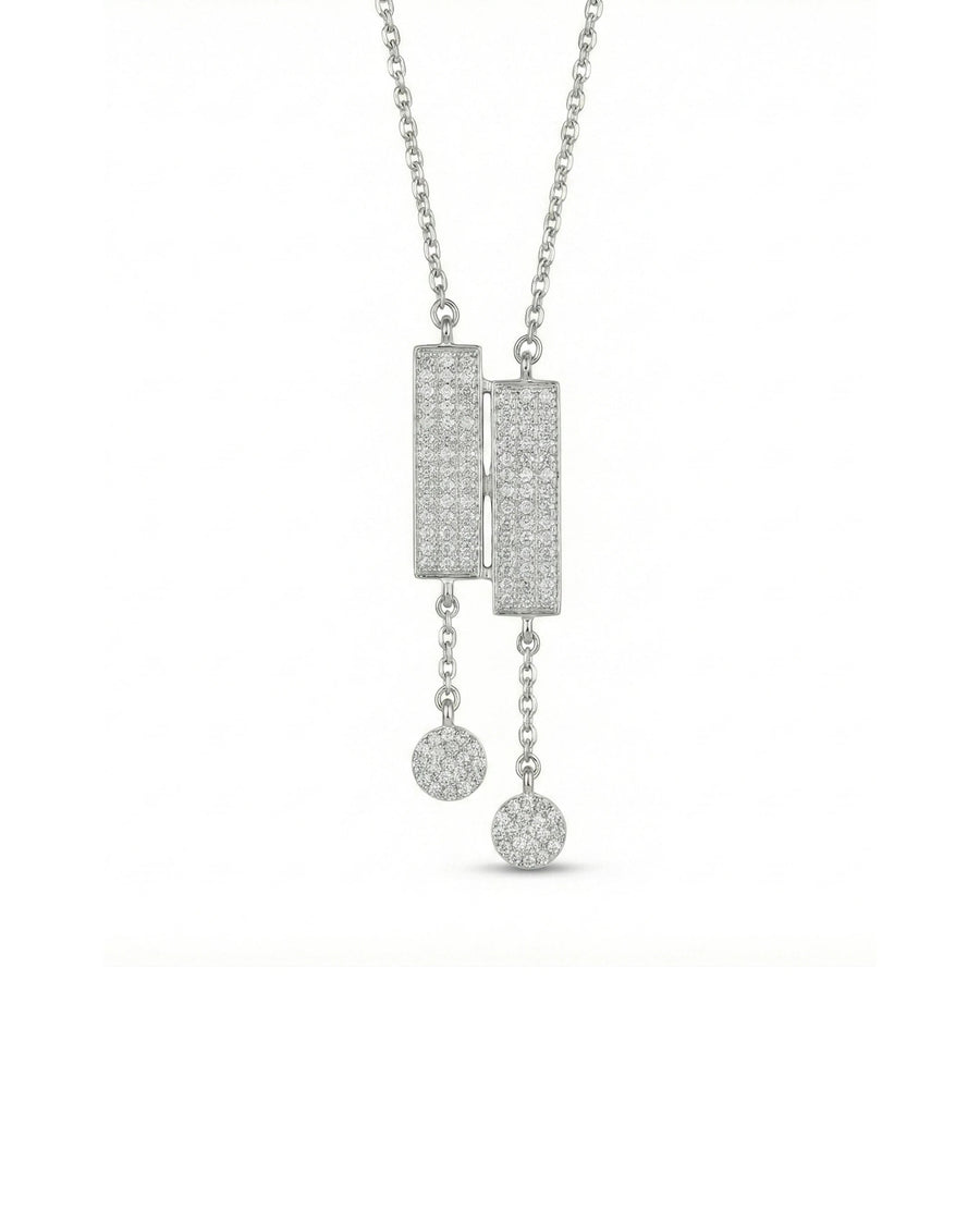 Art Deco Dual-Bar Lariat Necklace – 925 Sterling Silver