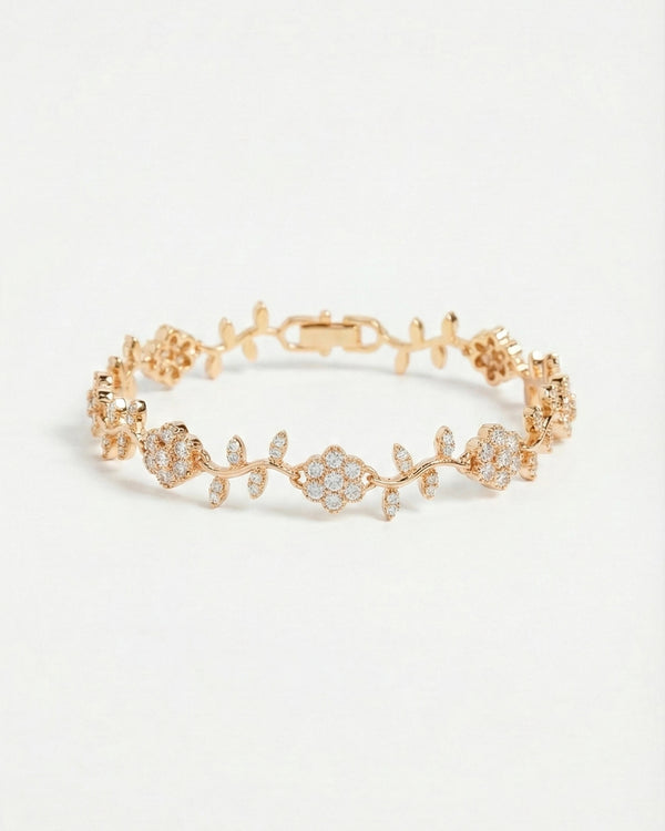 Golden Blossom Vine Bracelet – 925 Sterling Silver