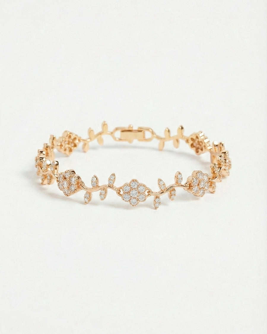 Golden Blossom Vine Bracelet – 925 Sterling Silver