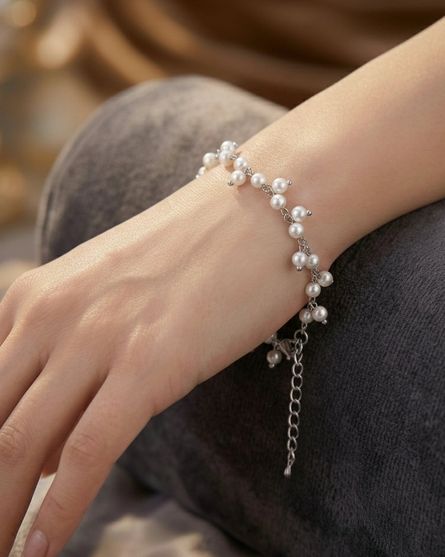 Luminous Pearl Cascade Bracelet – 925 Sterling Silver