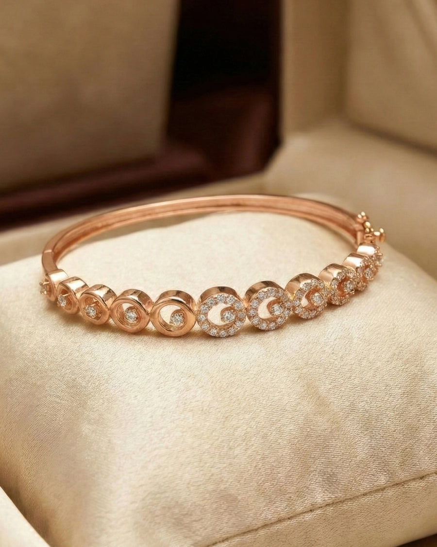 Imperial Crescent Halo Bangle – 925 Sterling Silver