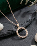 Entwined Halo Pavé Circle Necklace – 925 Sterling Silver