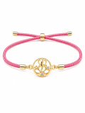 925 Sterling Silver Gold-Plated Ganesha Charm Adjustable Pink Thread Bracelet for Women
