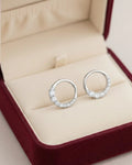 Ethereal Crescent Halo Stud Earrings – 925 Sterling Silver