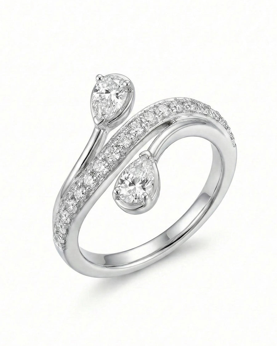 Duo Pear Serenity Wrap Ring – 925 Sterling Silver