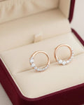 Ethereal Crescent Halo Stud Earrings – 925 Sterling Silver