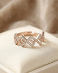 Geometric Zig-Zag Pavé Adjustable Band – 925 Sterling Silver