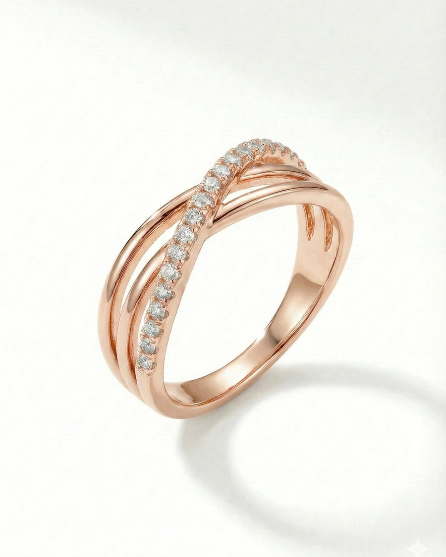 Infinity Cross Pavé Adjustable Band – 925 Sterling Silver