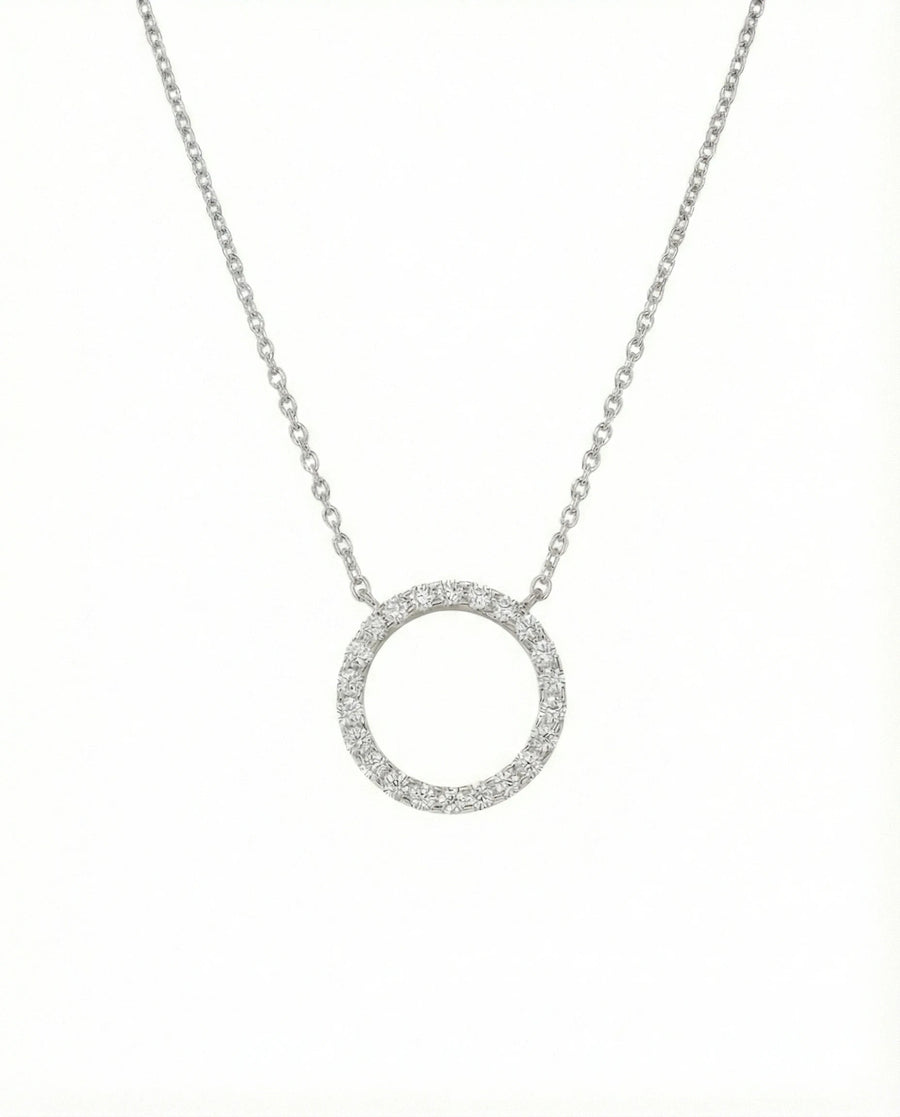 Ethereal Halo Circle Necklace – 925 Sterling Silver
