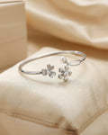 Pearl Floral Bloom Bangle - 925 Sterling Silver Adjustable Bracelet for Women