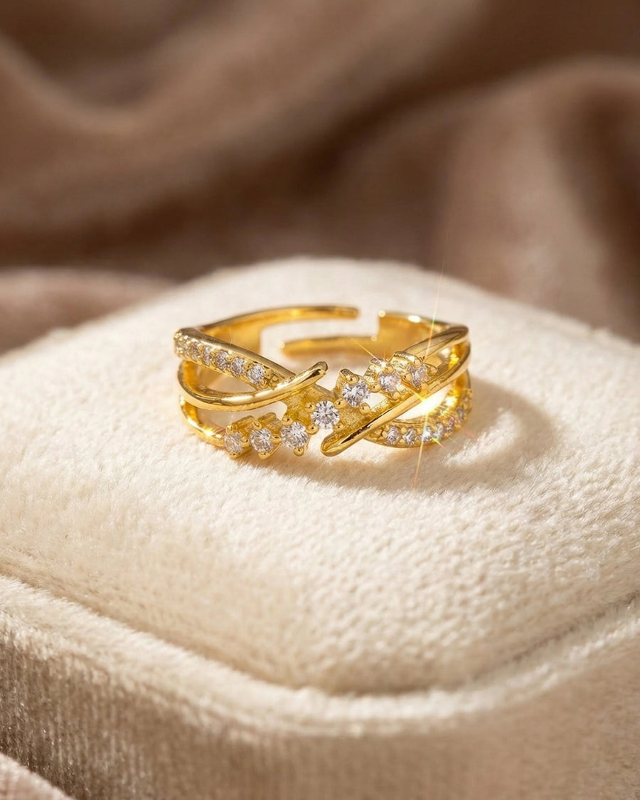 Starlight Interlace Pavé Adjustable Band – 925 Sterling Silver