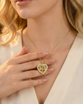 Golden Radiance Heart Mosaic Necklace – 925 Sterling Silver