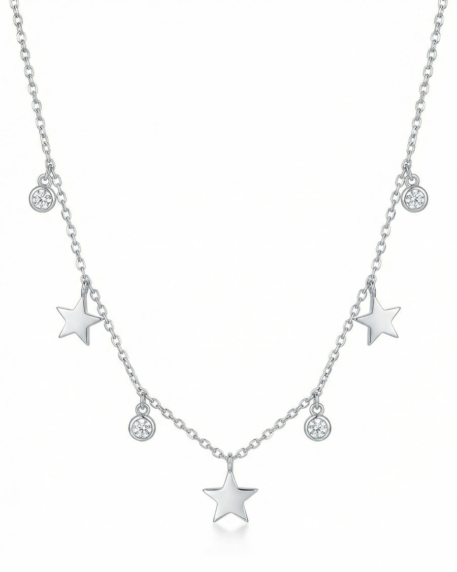 Celestial Stardust Station Necklace – 925 Sterling Silver