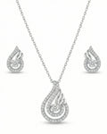 Silvonar 925 Sterling Silver Jewelry Set – [Celestial Teardrop & Swirling Halo Design]