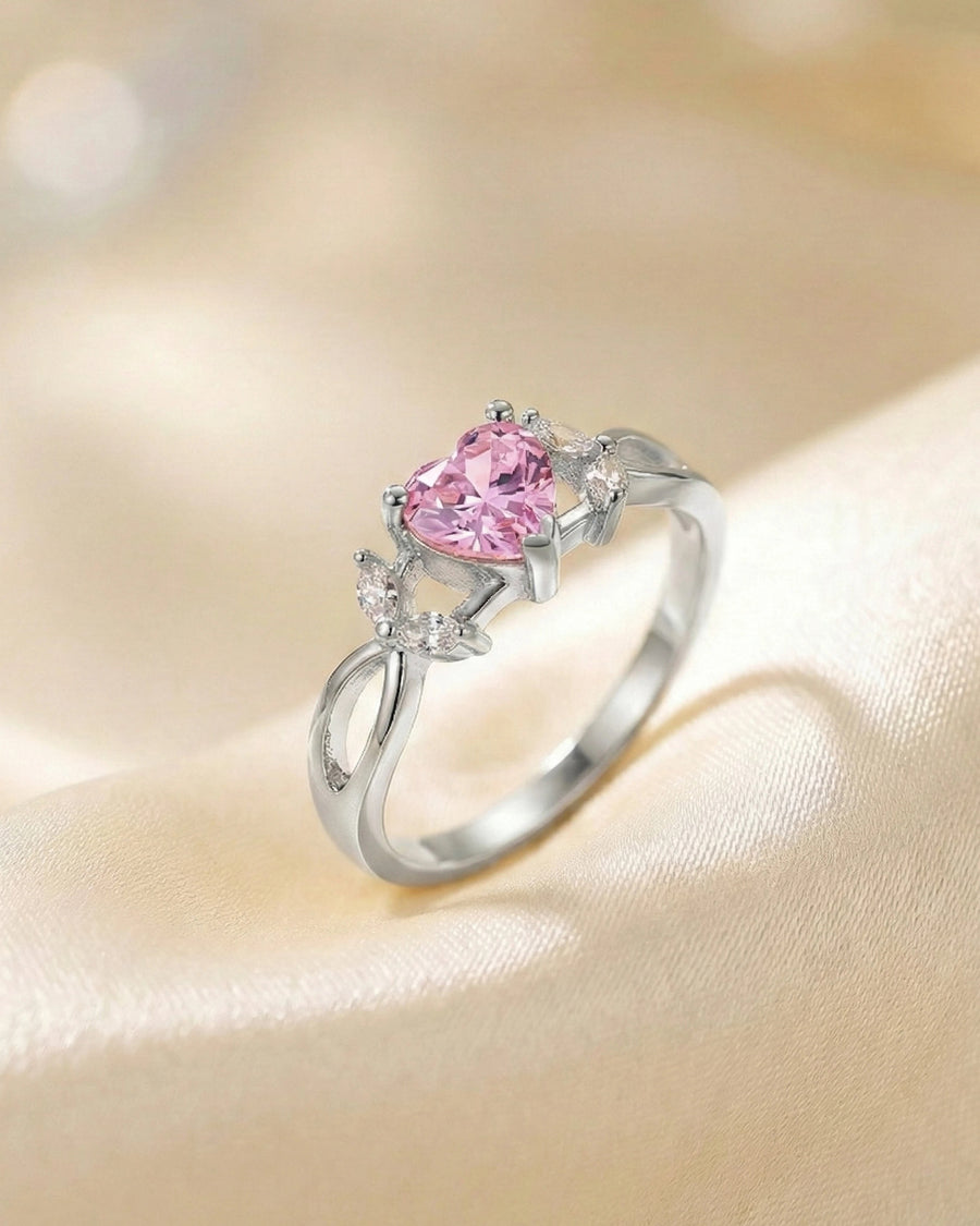 Radiant Heart Bloom Solitaire Ring – 925 Sterling Silver