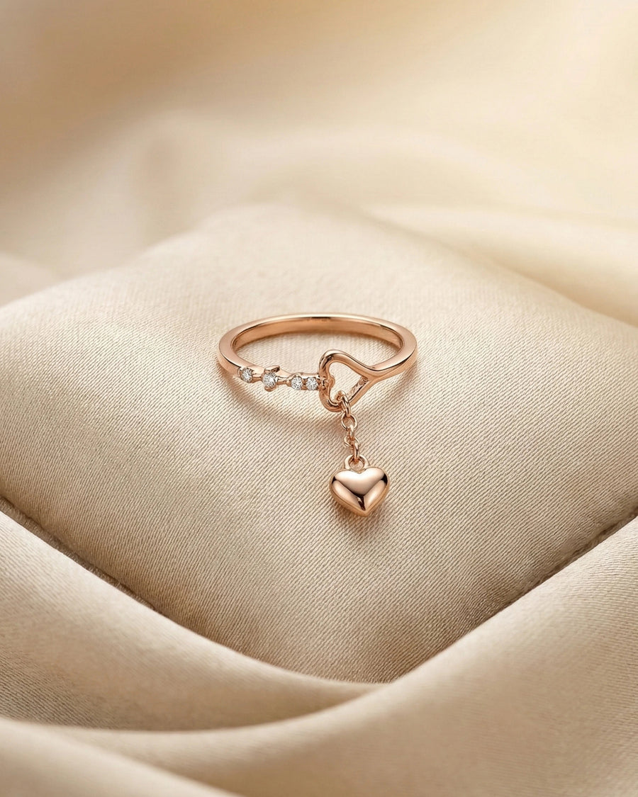 Eternal Love Dangle Heart Ring – 925 Sterling Silver