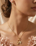 Silvonar 925 Sterling Silver Jewelry Set – [Golden Trinity Clover & Heart Design]
