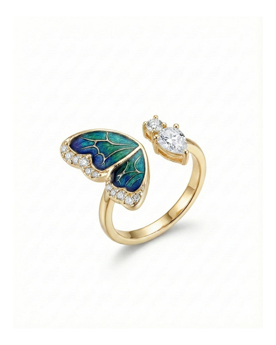 Iridescent Butterfly Dream Wrap Ring – 925 Sterling Silver