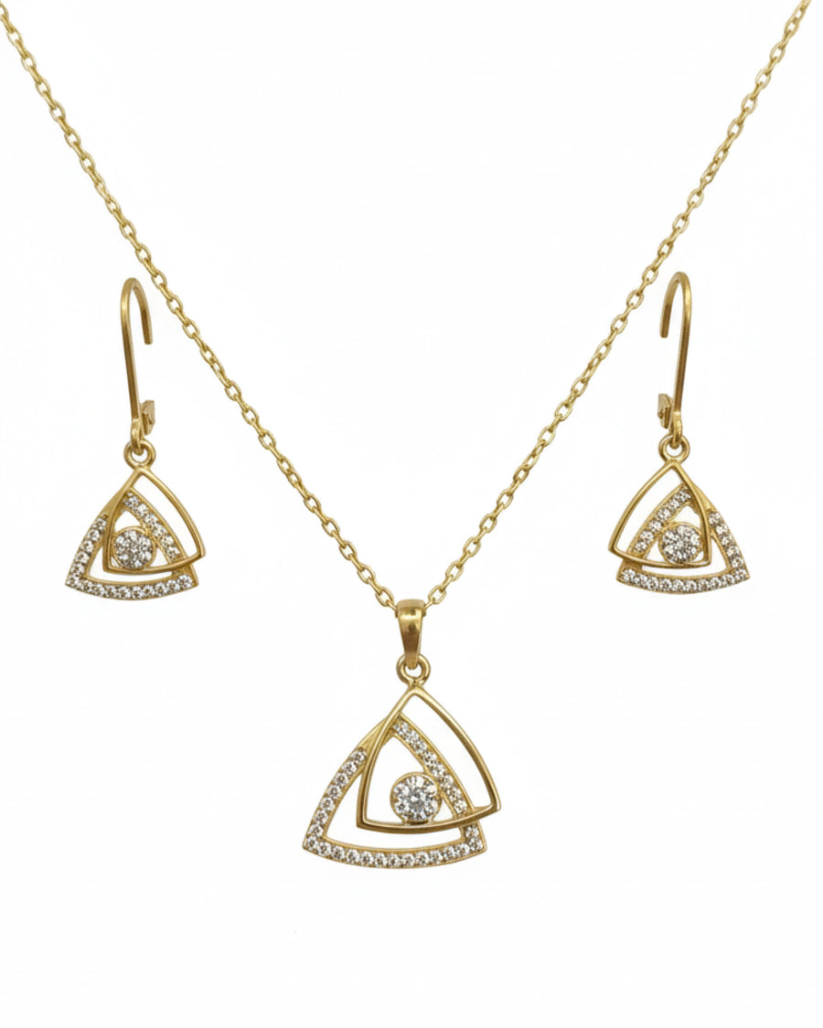 Silvonar 925 Sterling Silver Jewelry Set – [Dainty Geometric Triangle Halo Design]