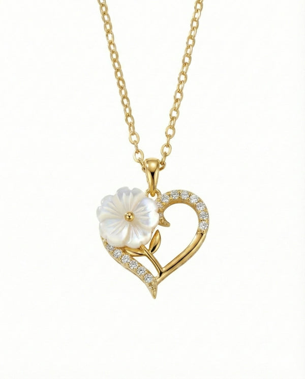Blooming Heart Pearl Necklace – 925 Sterling Silver