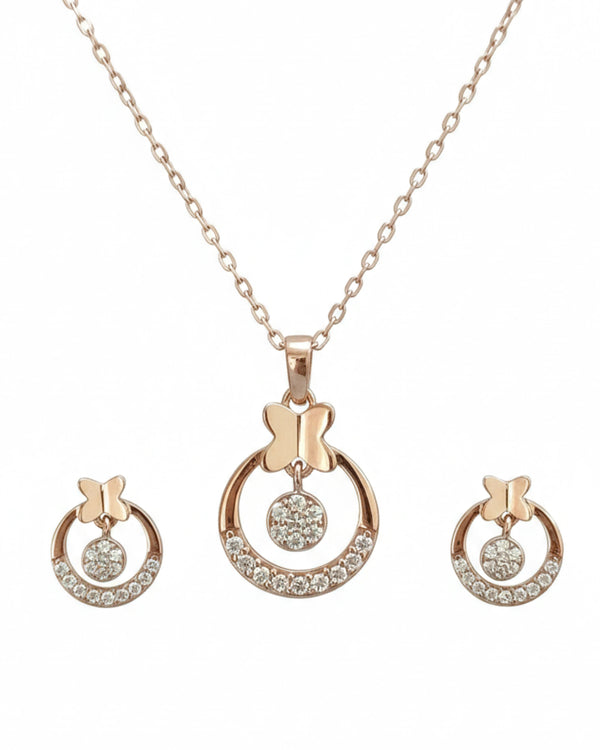 Silvonar 925 Sterling Silver Jewelry Set – [Whimsical Butterfly & Dancing Crystal Circle Design]