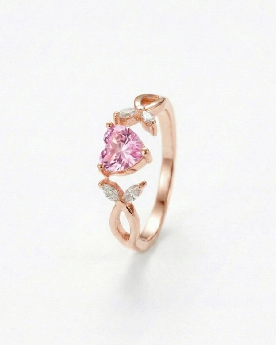 Radiant Heart Bloom Solitaire Ring – 925 Sterling Silver