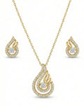 Silvonar 925 Sterling Silver Jewelry Set – [Celestial Teardrop & Swirling Halo Design]