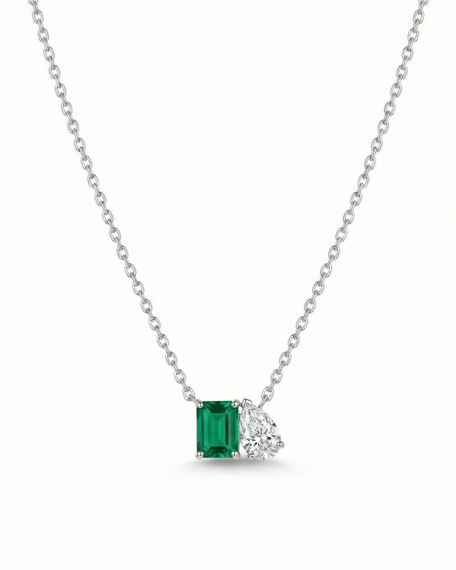 Emerald & Pear Brilliance Pendant – 925 Sterling Silver