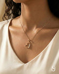 Graceful Open Heart Solitaire Necklace – 925 Sterling Silver