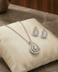 Silvonar 925 Sterling Silver Jewelry Set – [Celestial Teardrop & Swirling Halo Design]