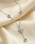Imperial Geometric Diamond-Drop Necklace – 925 Sterling Silver