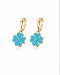 Azure Clover Enamel Drop Earrings – 925 Sterling Silver
