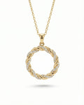 Entwined Halo Pavé Circle Necklace – 925 Sterling Silver