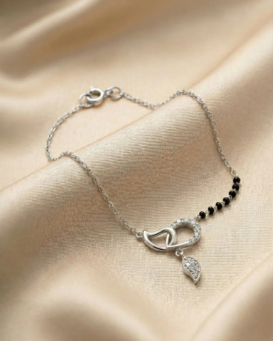 Amour Interlocking Heart Mangalsutra Bracelet – 925 Sterling Silver