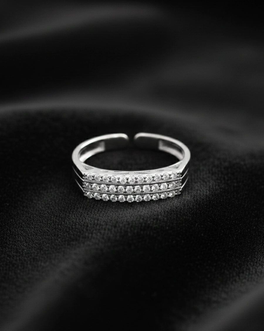 Triple-Row Pavé Grand Statement Band – 925 Sterling Silver