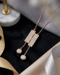 Art Deco Dual-Bar Lariat Necklace – 925 Sterling Silver