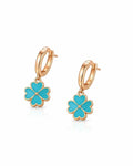 Azure Clover Enamel Drop Earrings – 925 Sterling Silver