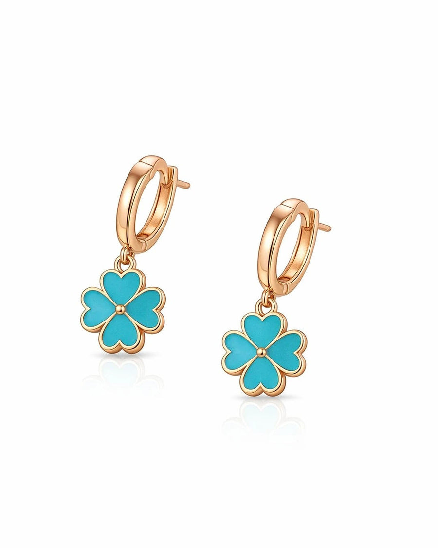 Azure Clover Enamel Drop Earrings – 925 Sterling Silver