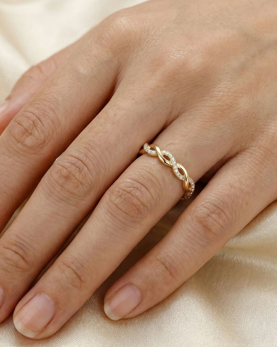 Infinity Weaver Pavé Band – 925 Sterling Silver