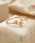Pearl Floral Bloom Bangle - 925 Sterling Silver Adjustable Bracelet for Women