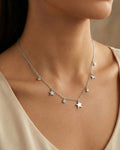 Celestial Stardust Station Necklace – 925 Sterling Silver
