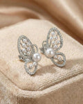 Graceful Butterfly Pearl Stud Earrings – 925 Sterling Silver