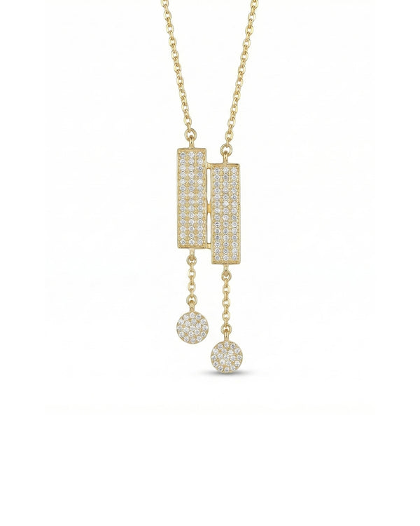 Art Deco Dual-Bar Lariat Necklace – 925 Sterling Silver